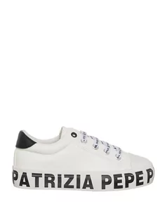 Trampki damskie - Patrizia Pepe Skórzane sneakersy w kolorze białym - grafika 1