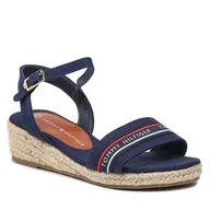Espadryle damskie - Espadryle Tommy Hilfiger - Rope Wedge Sandal T3A7-32777-0048 M Blue - miniaturka - grafika 1