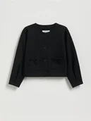 Kurtki i płaszcze dla dziewczynek - Reserved - Krótka kurtka z wiskozą - czarny - miniaturka - grafika 1