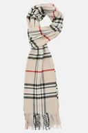 Apaszki i szaliki męskie - Szal Jasnobeżowy w Kratę Tarta - miniaturka - grafika 1