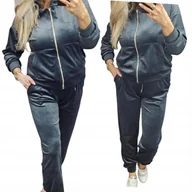 Dresy damskie - Dres Damski Welurowy 54 56 7xl Rozpinany Grafit ciemny wygodny otulający hi - miniaturka - grafika 1