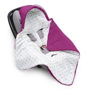 Śpiworki dla dzieci - Mikos Kocyk do fotelika becik rożek niemowlęcy śpiworek otulacz z kapturem do fotelika samochodowego wózka nosidełka bawełna 1039  FIOLET - miniaturka - grafika 1