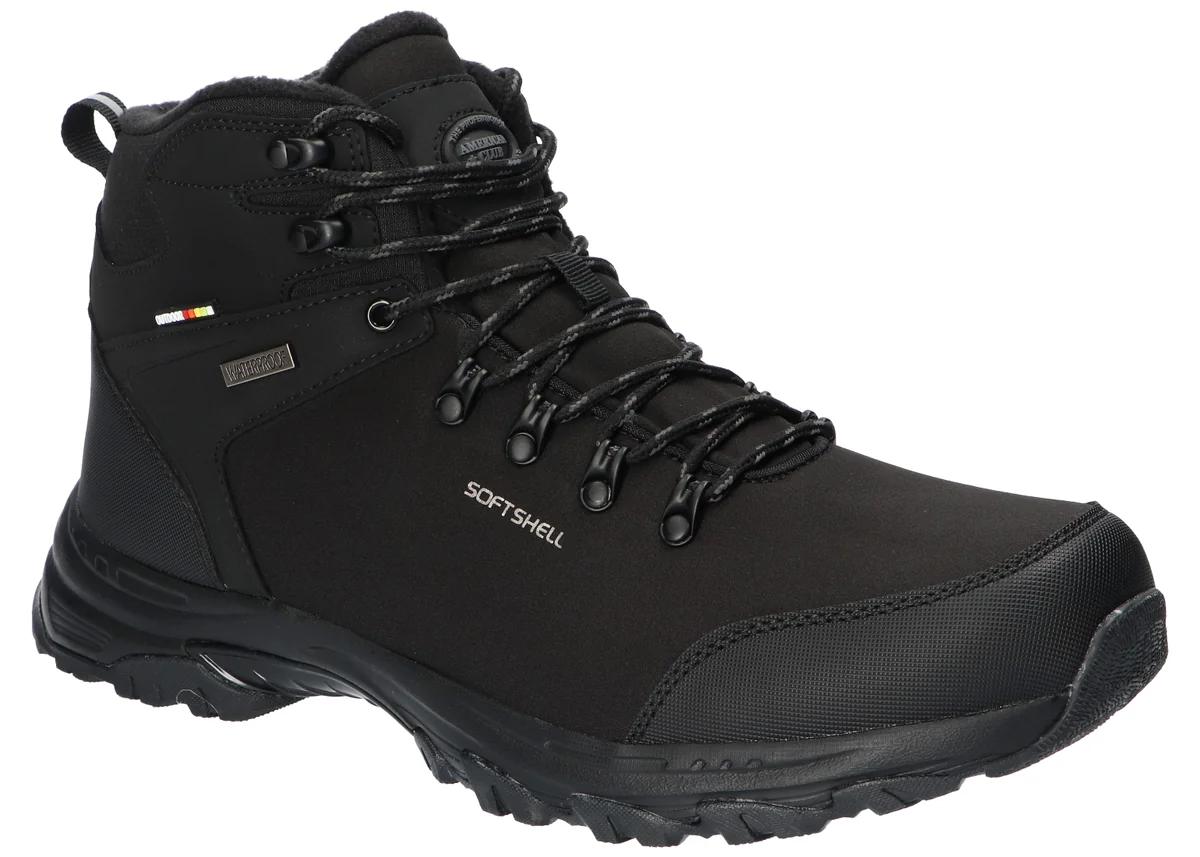 AMERICAN CLUB WT290 CIEPŁE TREKKINGI TRAPERY OCIEPLANE ŚNIEGOWCE BUTY ZIMOWE MEMBRANA SOFTSHELL BK 48