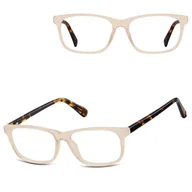 Okulary korekcyjne, oprawki, szkła - Okulary zerówki oprawki korekcyjne medium prostokątne AM70F beżowy/panterka - miniaturka - grafika 1