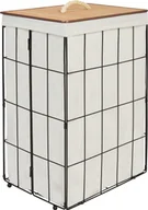 Kosze na bieliznę - BELIANI Kosz na pranie czarny metal bambusowa pokrywa zdejmowalna poliester nowoczesny design wielofunkcyny do przechowywania - miniaturka - grafika 1