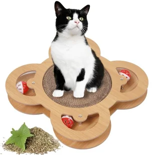 Drapak dla kota, zabawka, piłeczki, tekturowy, 35x35x5 cm - Drapaki dla kotów - miniaturka - grafika 1