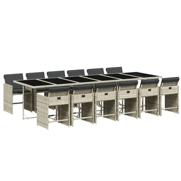 Zestaw mebli ogrodowych 330 x 106 x 73 cm, jasnoszary, rattan PE, antracyto