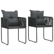 Fotele i krzesła ogrodowe - vidaXL Krzesła ogrodowe, 2 szt., polirattan, 51,5x51,5x67 cm, czarne - miniaturka - grafika 1