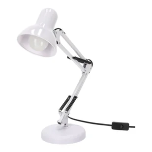 Lampka Biurkowa Kreślarska Szkolna 2w1 BIAŁA 1xE27 60W Regulowana Metalowa - Lampy stojące - miniaturka - grafika 1