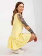 Bluzki damskie - Tunika z falbaną jasny żółty sukienka codzienna dekolt okrągły bez rękawów długość mini falbana - miniaturka - grafika 1