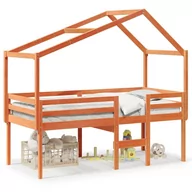 Łóżka dla dzieci i młodzieży - Wysokie łóżko z dachem, woskowy brąz, 90x190 cm, drewno sosnowe Lumarko! - miniaturka - grafika 1