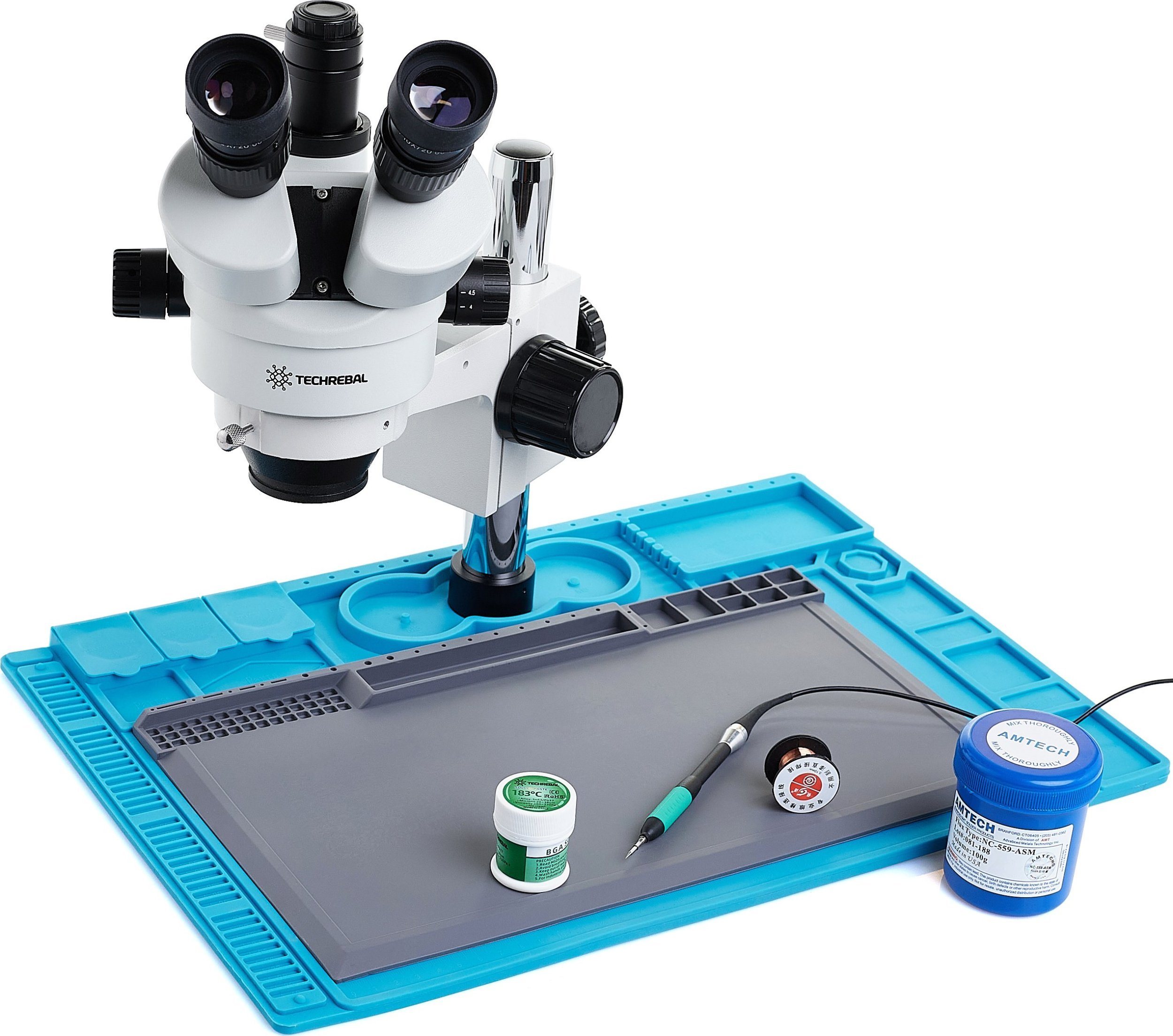 Mikroskop Stereoskopowy 10HT 7-45x Zestaw 2 x Mata 56x LED Soczewka 0,5