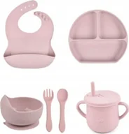 Miseczki i talerzyki dla dzieci - Pierwsze naczynia zestaw do karmienia dla dzieci silikonowe naczynia różowe - miniaturka - grafika 1