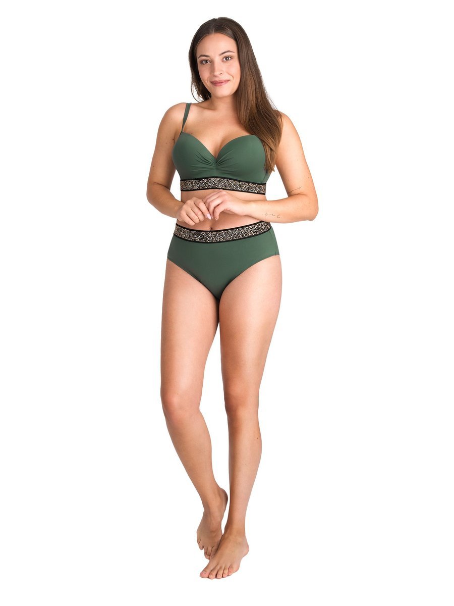 Kostium strój kąpielowy damski dwuczęściowy zielony ze zdobieniem L YOCLUB