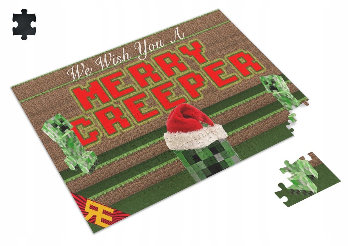 PUZZLE Minecraft Świąteczne Creeper Christmas + IMIĘ Pudełko A3 252 el. #8