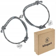 Bransoletki - BLINGART Bransoletki dla par MATCHING sznurkowe magnetyczne SERDUSZKA - miniaturka - grafika 1