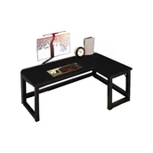 Biurka - Biurko narożne komputerowe duże nowoczesne czarne industrialne - miniaturka - grafika 1