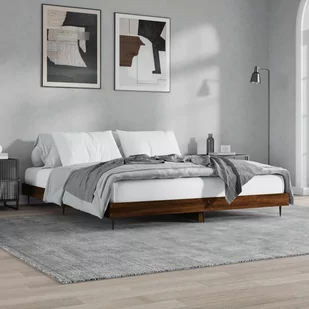 Rama łóżka, brązowy dąb, 120x200 cm, materiał drewnopochodny Lumarko! - Łóżka - miniaturka - grafika 5