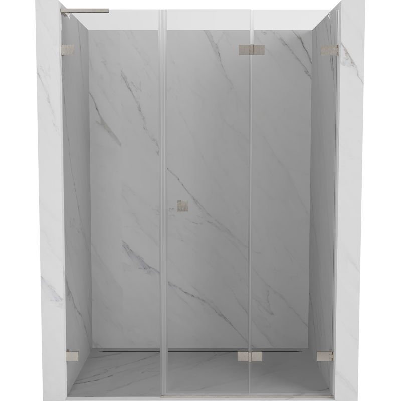 Mexen Lunar-F L drzwi prysznicowe składane prawe 130 cm, transparent, nikiel szczotkowany - 836SL-130-050-97-00-P