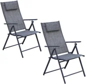 Fotele i krzesła ogrodowe - KRZESŁO OGRODOWE 57x68x106CM 2xTEXTLINE 7-POZYCYJNE Z ZAGŁÓWKIEM KPL.2SZT - miniaturka - grafika 1