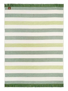 Koc bawełniano-akrylowy 150x200 zielony butelkowy biały w pasy zygzaki - Koce - miniaturka - grafika 1