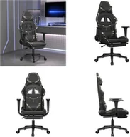 Fotele gamingowe - vidaXL Fotel gamingowy z podnóżkiem czarny i kamuflaż ze sztucznej skóry - Fotel gamingowy - Krzesła gamingowe - Fotel biurowy - Krzesło - miniaturka - grafika 1