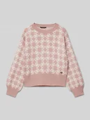 Swetry dla dziewczynek - Sweter z dzianiny z prążkowanymi wykończeniami - miniaturka - grafika 1