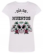 Koszulki i topy damskie - T-Shirt damski nadruk kolorowe CZASZKI r.XXL - miniaturka - grafika 1