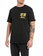 Koszulki męskie - Replay Męski T-shirt z krótkim rękawem, okrągły dekolt, Speedshop, Black 098, XXL - miniaturka - grafika 1