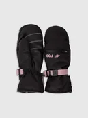 Rękawiczki sportowe damskie - 4F Rękawiczki snowboardowe Thinsulate membrana 10000 damskie - czarne XL - miniaturka - grafika 1