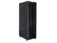 Szafy rack - Szafa instalacyjna rack stojąca 19" 42u 600x1200 czarna drzwi szklane lcd lanbeg (flat pack) FF01-6242-12BL - miniaturka - grafika 1