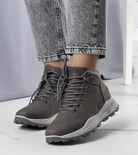 Szare ocieplane traperki damskie Adleri-38 - Botki damskie - miniaturka - grafika 1