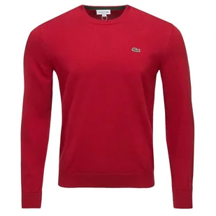 Lacoste sweter męski bordowy klasyczny crew-neck 2XL - Swetry męskie - miniaturka - grafika 1