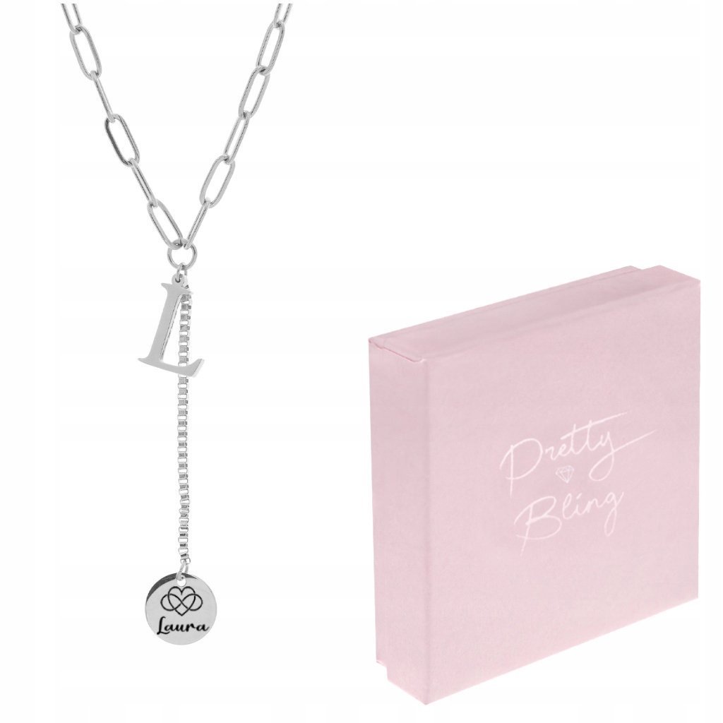 Naszyjnik celebrytka srebrna LITERKA L + GRAWER