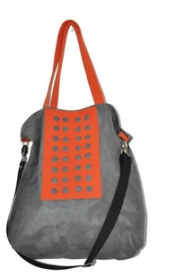 Torba na ramię XL - szarość, pomarańcz - Torebki damskie - miniaturka - grafika 1