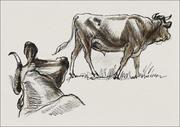 Plakaty - Galeria Plakatu, Plakat, Sketches of Cattle, Irvingto, Samuel Colman, 59,4x42 cm - miniaturka - grafika 1