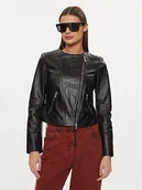 Kurtki damskie - Patrizia Pepe Kurtka skórzana CO0361/L1HZ-K103 Czarny Regular Fit - miniaturka - grafika 1