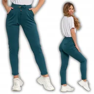 Dresy damskie - SPODNIE DAMSKIE DRESOWE Z ZWĘŻANĄ NOGAWKĄ STYLOWE KLASYCZNE MORAJ S GREEN - miniaturka - grafika 1