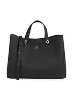 Torebki damskie - Tommy Hilfiger Torebka Th Emblem Satchel AW0AW15177 Czarny - miniaturka - grafika 1