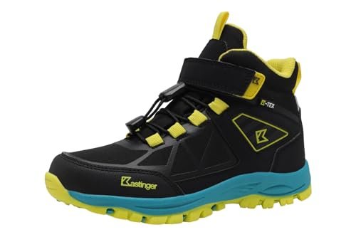 Kastinger KARLSPITZ Mid EV KTX Buty trekkingowe, Jet Black/Neon Yellow, rozmiar 34 EU, Jet Black Neon Yellow, 34 EU