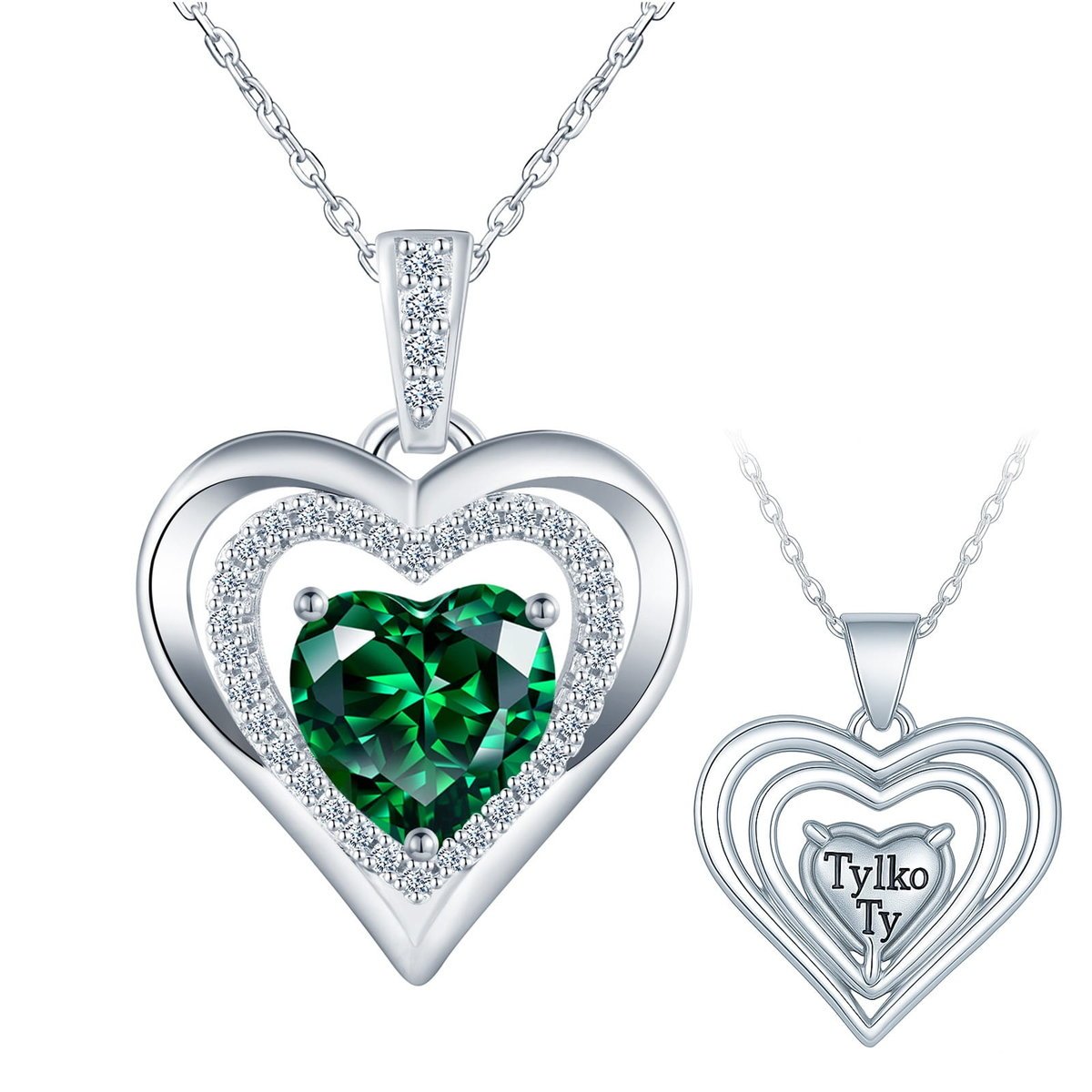 Modny Srebrny Naszyjnik TYLKO TY Serce Wisiorek 925 Prezent Dla Kobiety Mamy Dziewczyny Walentynki Święta Imieniny Urodziny