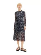 Sukienki - TOM TAILOR jeansowa damska sukienka siateczkowa ze wzorem, 34262-czarny kwiatowy nadruk, XS - miniaturka - grafika 1