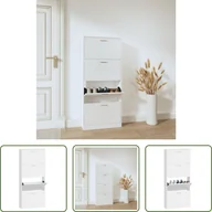 Szafki na buty - The Living Store Szafka na buty biały wysoki połysk 59x17x150 cm Materiał drewnopochodny - miniaturka - grafika 1