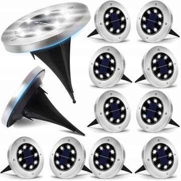 RETOO Lampki Solarne Ogrodowe Led Dyski Gruntowe Wbijane 12 szt.