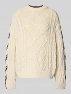 Swetry damskie - Sweter o kroju oversized z imitacji dzianiny z czystej bawełny - miniaturka - grafika 1