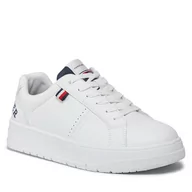 Buty dla chłopców - Sneakersy Tommy Hilfiger Logo Low Cut Lace-Up Sneaker T3X9-33360-1355 S White/Blue X336 - miniaturka - grafika 1