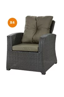Poduszka na fotel ogrodowy z rattanu, 52x56x7cm+ 50x56cm., 4szt., zielony - Poduszki ogrodowe - miniaturka - grafika 1