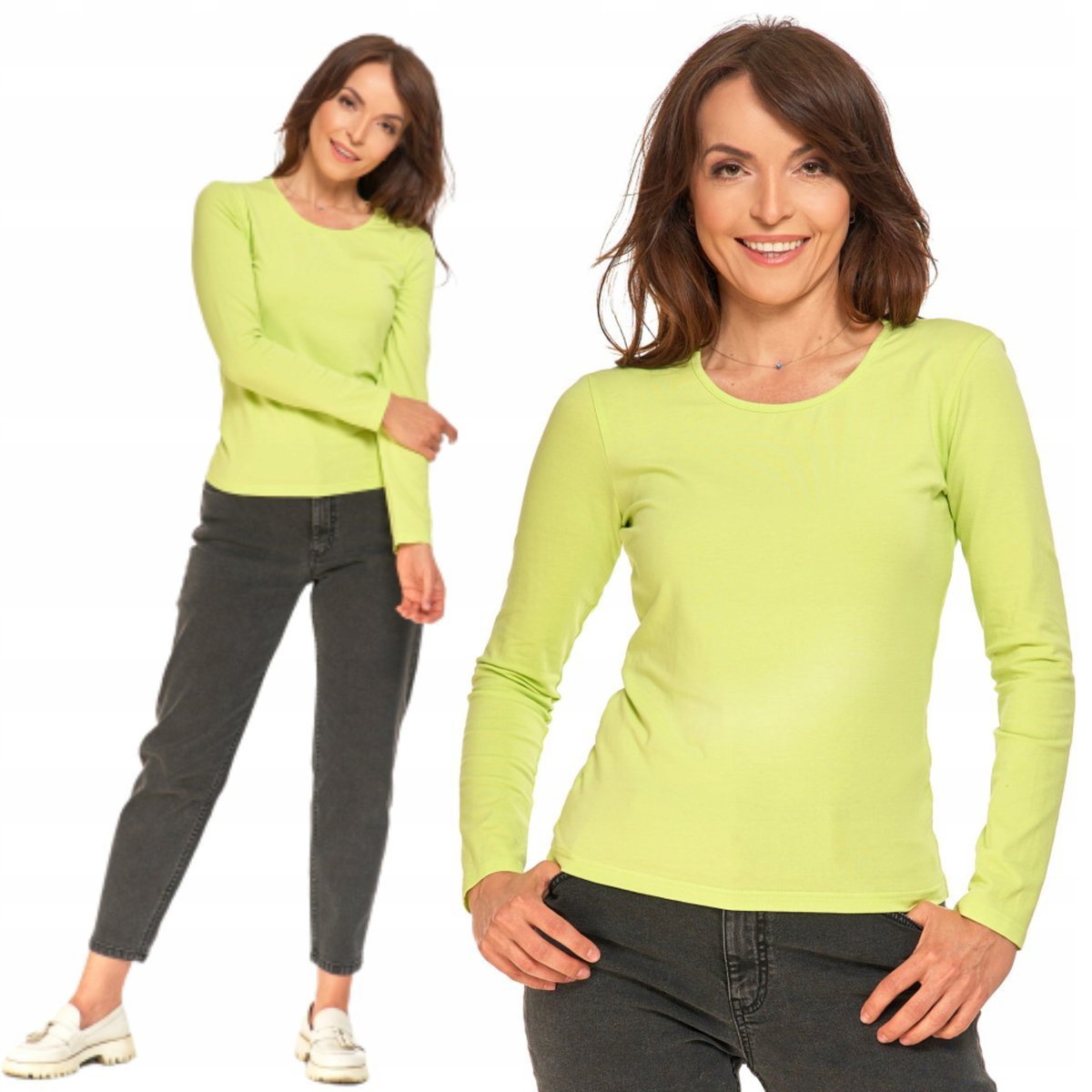 BLUZKA DAMSKA KOSZULKA NA DŁUGI RĘKAW GŁADKA BAWEŁNIANA KLASYCZNA MORAJ 3XL GREEN