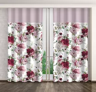 Zasłony - Zasłona Gotowa Na Żabki, 160X250, Biała W Kwiaty, Zml-004 - miniaturka - grafika 1