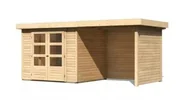 Altany ogrodowe - KARIBU dom drewniany ASKOLA 3 + nadstawka 240 cm łącznie ze ścianami tylnymi i bocznymi (77725) natur - miniaturka - grafika 1